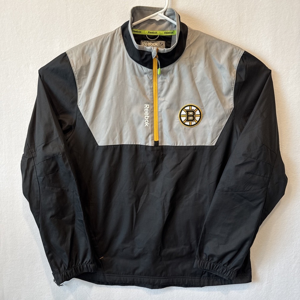 Boston Bruins Reebok Center Ice Collection 1/2 Zip Pullover L Black NHL Hockey